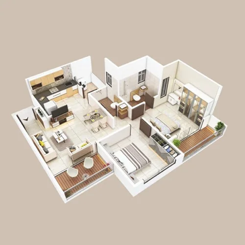 Shaligram Pavillia Gahunje 2BHK Floorplan